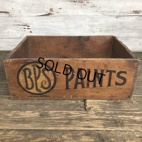 画像2: Vtg Antique BPS PAINTS Dovetail Wooden Crate Box (S822) (2)