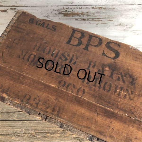 画像7: Vtg Antique BPS PAINTS Dovetail Wooden Crate Box (S822) (7)