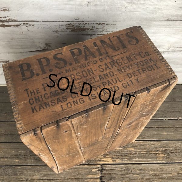 画像6: Vtg Antique BPS PAINTS Dovetail Wooden Crate Box (S822) (6)