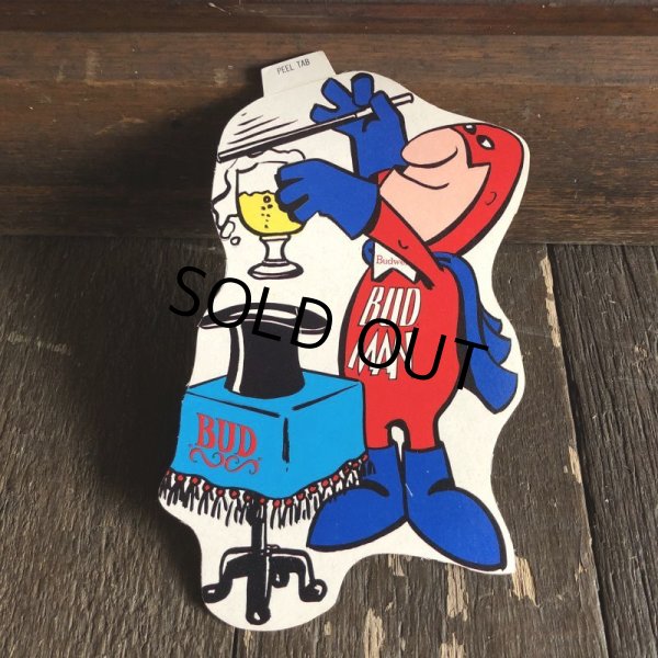 画像1: 70s Vintage Budweiser Bud Man Mighty Malt Sticker Decal (S860） (1)