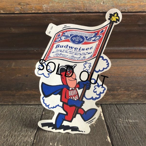 画像1: 70s Vintage Budweiser Bud Man Mighty Malt Sticker Decal (S853） (1)