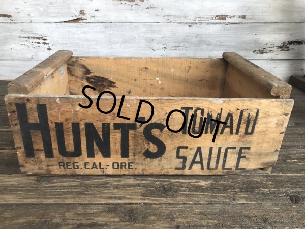 画像1: Vintage Hunt's Tomato Sauce Wooden Crate Box (S908) (1)