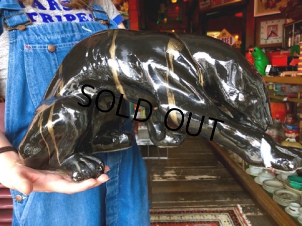 画像11: 50s Mid Century Ceramic Black Panther Deco Big Size Statue (S913) (11)