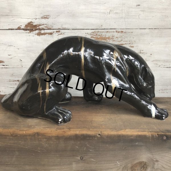 画像5: 50s Mid Century Ceramic Black Panther Deco Big Size Statue (S913) (5)