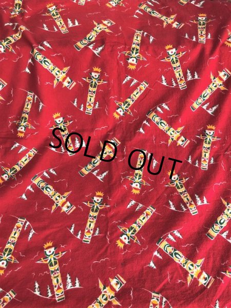 画像7: 50s Native-American Totem Pole Vintage Fabric (S955)  (7)