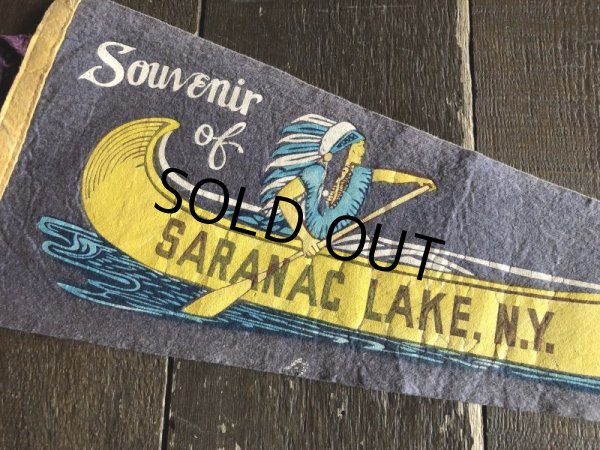画像2: Vintage Native American Indian Souvenir Pennant Souvenir of SARANAC LAKE.N.Y. (S961)  (2)