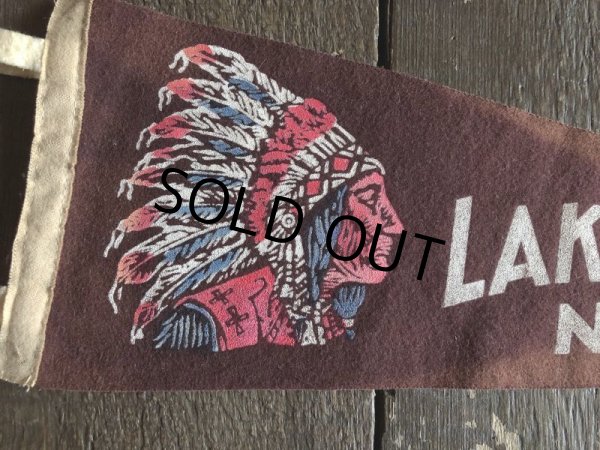 画像2: Vintage Native American Indian Souvenir Pennant LAKE PLACID N.Y. (S957)  (2)