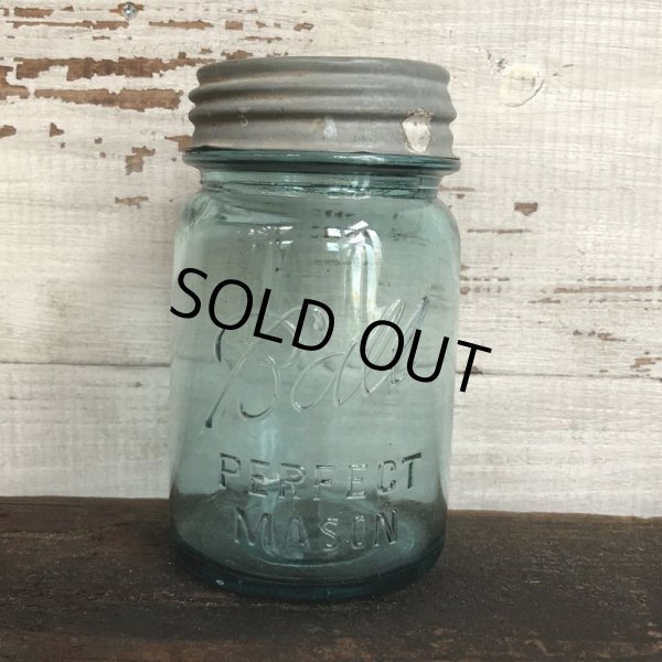 画像1: 30s Vintage Glass Ball Mason Jar 14cm (S990) (1)