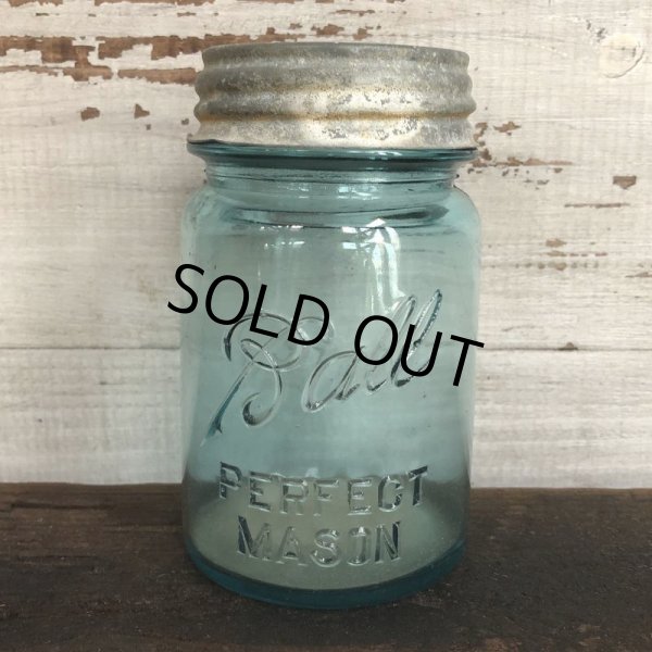 画像1: 30s Vintage Glass Ball Mason Jar 14cm (S991) (1)