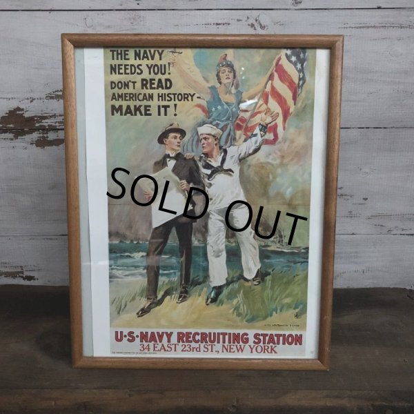 画像1: Vintage The Navy Needs you Poster w/frame (T002) (1)