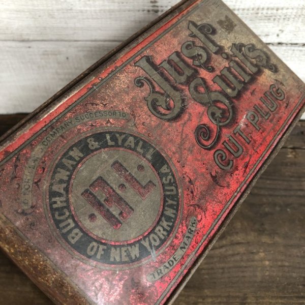 画像10: Vintage Just Suits Cut Plug Tabacco Tin (T006) (10)