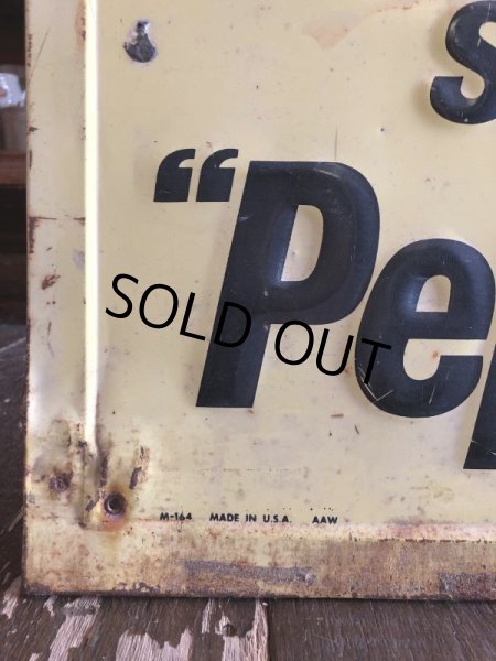 画像4: 50s 60s Vintage Pepsi Cola Say Pepsi Please Embossed Metal Sign (T115) (4)
