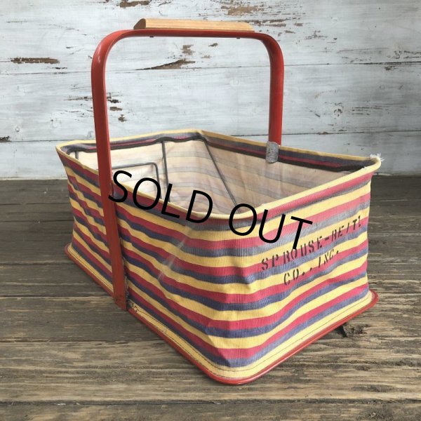 画像1: Vintage FOLD-AWAY Folding Grocery Store Basket (T133) (1)