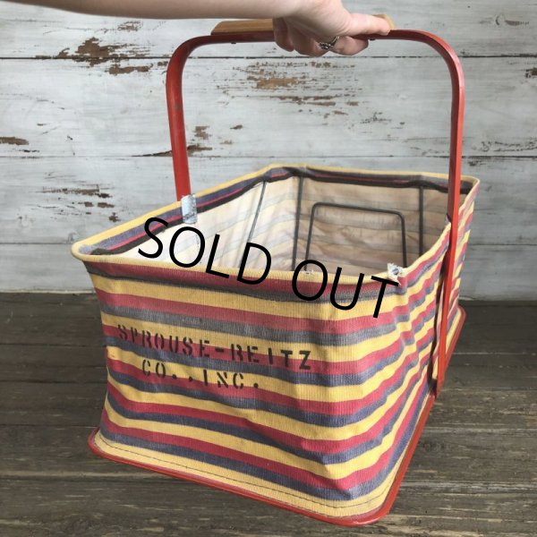 画像9: Vintage FOLD-AWAY Folding Grocery Store Basket (T133) (9)