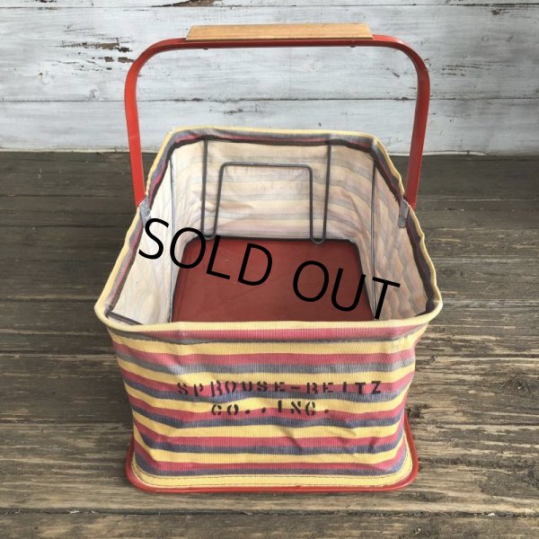 画像5: Vintage FOLD-AWAY Folding Grocery Store Basket (T133) (5)