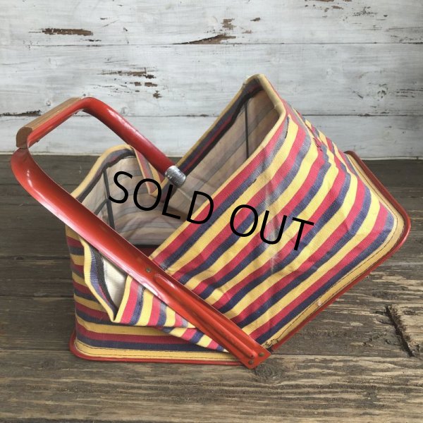 画像3: Vintage FOLD-AWAY Folding Grocery Store Basket (T133) (3)