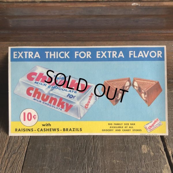 画像2: 1960s Vintage Advertising Store Decals Sign Chunky Chocolate Bar (T236) (2)