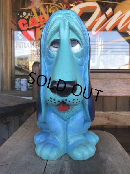 画像2: 70s Vintage NY Vinyl Plastic Dog Bank Basset hound Blue (T320)  (2)