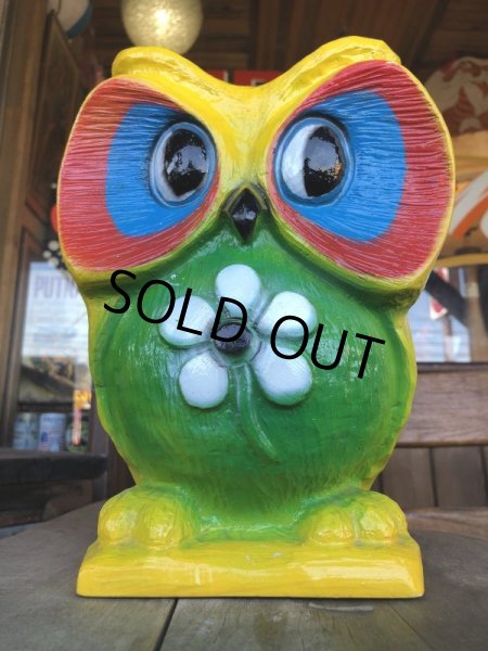 画像7: Vintage BDS Plastic Bank Psychedelic Hippie Owl Yellow (T331)  (7)