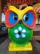 画像1: Vintage BDS Plastic Bank Psychedelic Hippie Owl Yellow (T331)  (1)