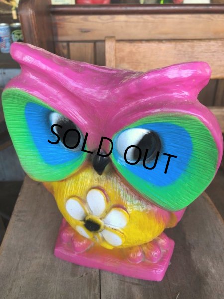 画像5: Vintage BDS Plastic Bank Psychedelic Hippie Owl Pink (T330)  (5)