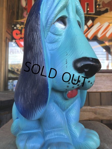 画像8: 70s Vintage NY Vinyl Plastic Dog Bank Basset hound Blue (T320)  (8)
