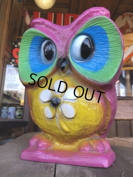 画像7: Vintage BDS Plastic Bank Psychedelic Hippie Owl Pink (T330)  (7)