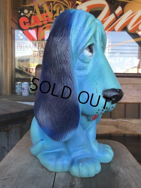 画像3: 70s Vintage NY Vinyl Plastic Dog Bank Basset hound Blue (T320)  (3)