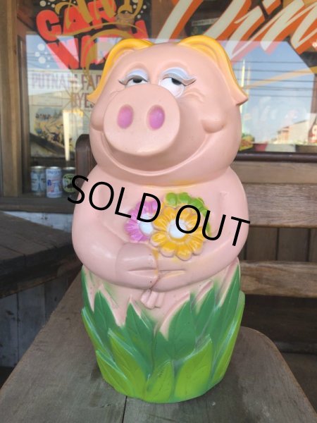 画像1: Vintage My toy Inc Plastic Coin Bank Lady Piggy (T337)  (1)