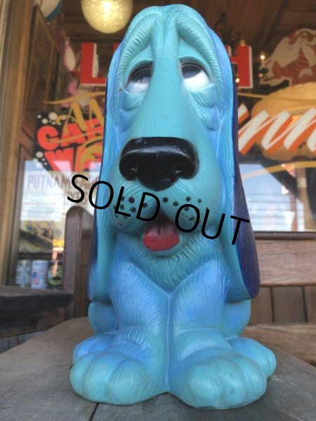 画像6: 70s Vintage NY Vinyl Plastic Dog Bank Basset hound Blue (T320)  (6)