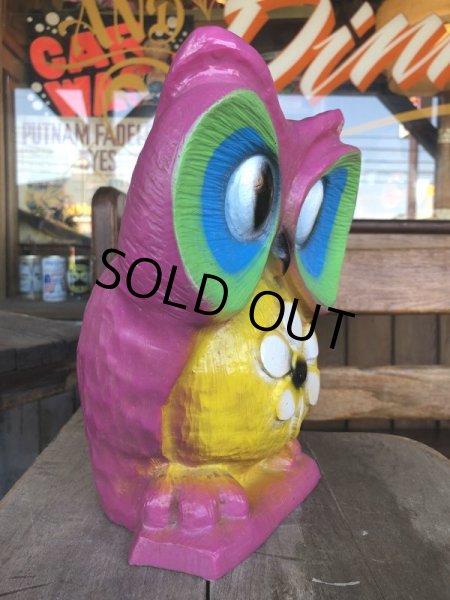 画像2: Vintage BDS Plastic Bank Psychedelic Hippie Owl Pink (T330)  (2)