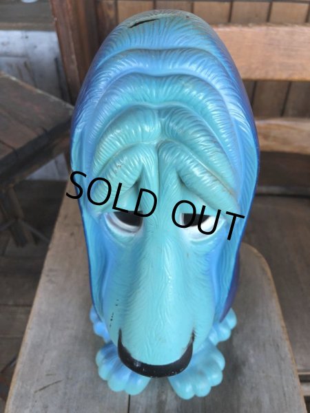 画像10: 70s Vintage NY Vinyl Plastic Dog Bank Basset hound Blue (T320)  (10)
