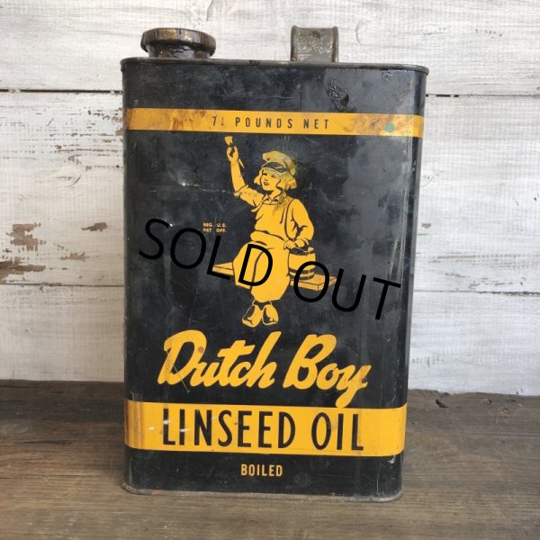 画像1: Vintage Dutch Boy Paint Linseed Oil 7 3/4 Can (T403) (1)