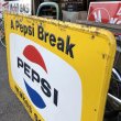 画像9: 60s Vintage Pepsi Cola A Pepsi Break Makes Sense! Embossed Metal Sign (T417) (9)