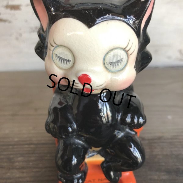 画像3: Vintage Ceramic Coin Bank CAT NAP Hologram Eyes (T514) (3)