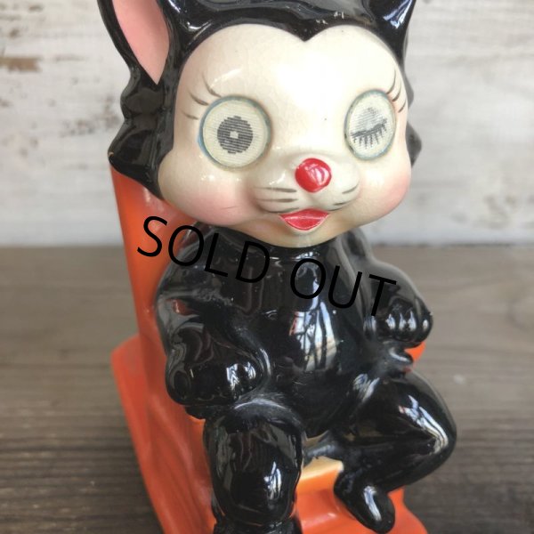 画像2: Vintage Ceramic Coin Bank CAT NAP Hologram Eyes (T514) (2)