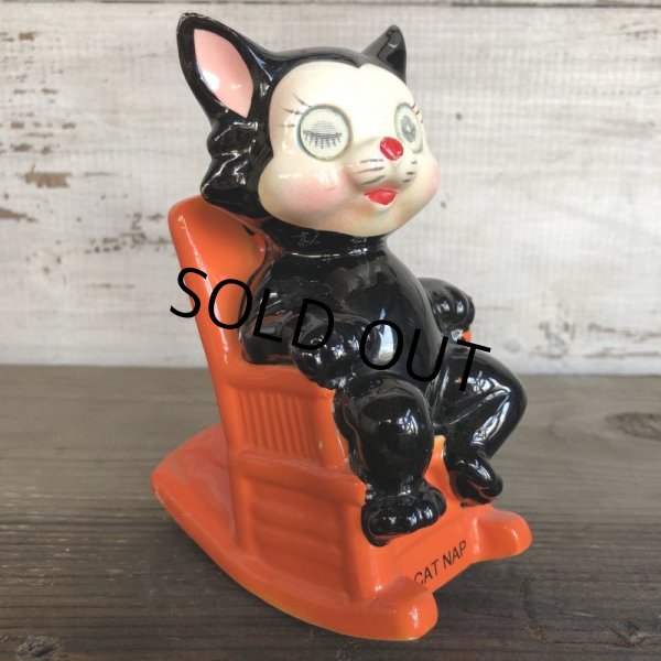 画像9: Vintage Ceramic Coin Bank CAT NAP Hologram Eyes (T514) (9)