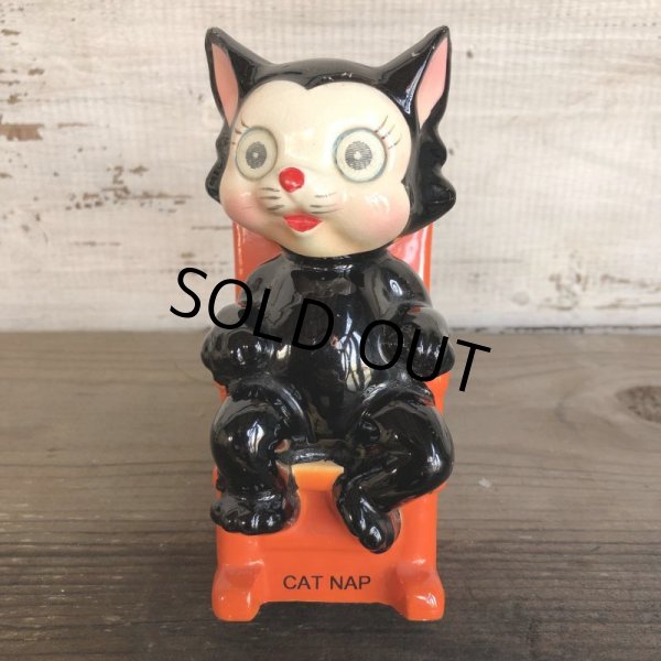 画像1: Vintage Ceramic Coin Bank CAT NAP Hologram Eyes (T514) (1)