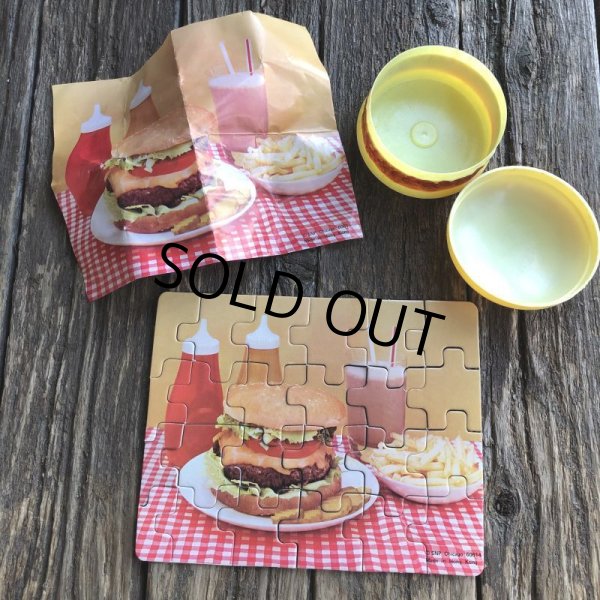 画像3: 70s Vintage Hamburger Plastic Container W/Puzzle (T529) (3)