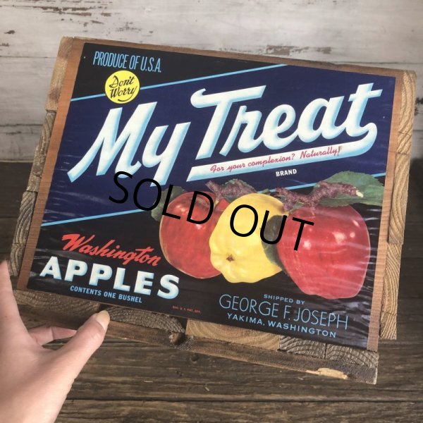 画像6: Vintage Wooden Fruits Crate Box My Treat (T553) (6)