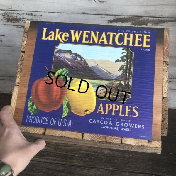 画像6: Vintage Wooden Fruits Crate Box Lake WENATCHEE (T549) (6)
