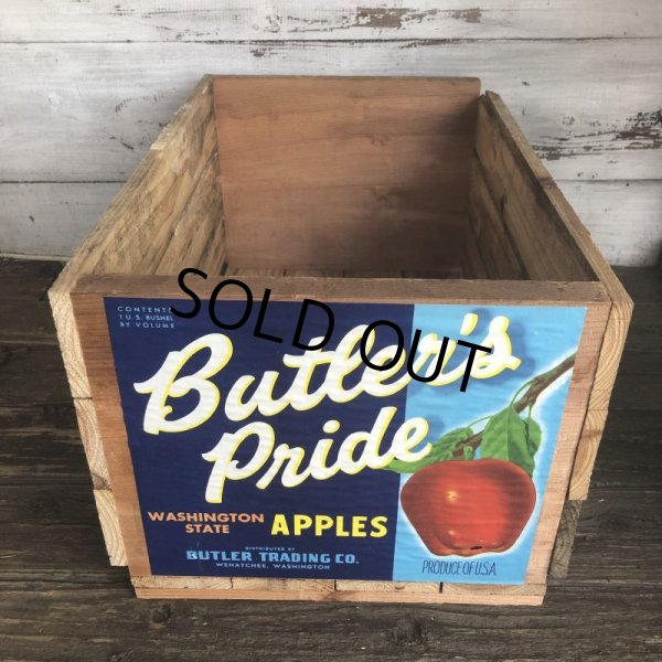 画像1: Vintage Wooden Fruits Crate Box Butler's Pride (T552) (1)