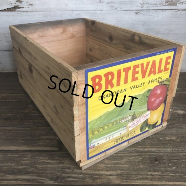 画像1: Vintage Wooden Fruits Crate Box BRITEVALE (T555) (1)