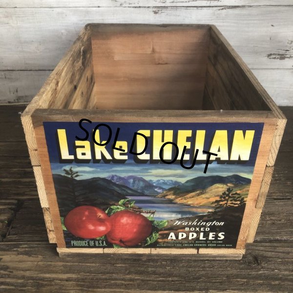 画像1: Vintage Wooden Fruits Crate Box Lake CHELAN (T554) (1)