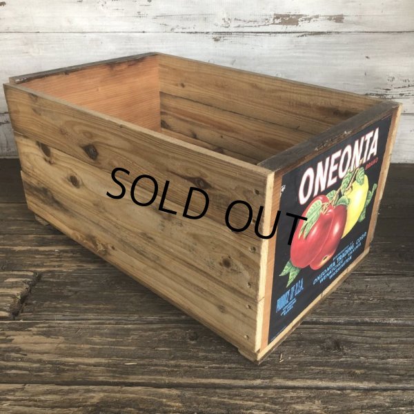 画像2: Vintage Wooden Fruits Crate Box ONEONTA (T551) (2)