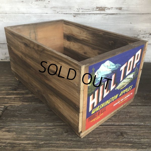 画像2: Vintage Wooden Fruits Crate Box HILL TOP (T545) (2)