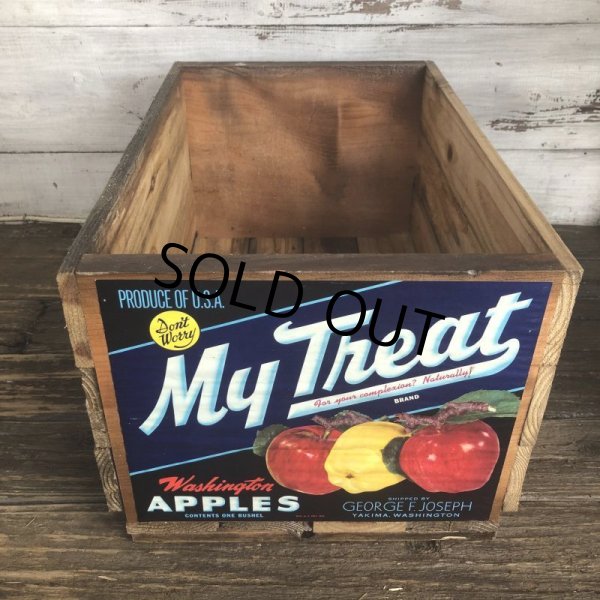 画像1: Vintage Wooden Fruits Crate Box My Treat (T553) (1)