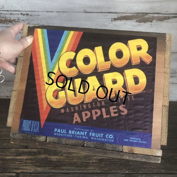 画像6: Vintage Wooden Fruits Crate Box COLOR GUARD (T547) (6)