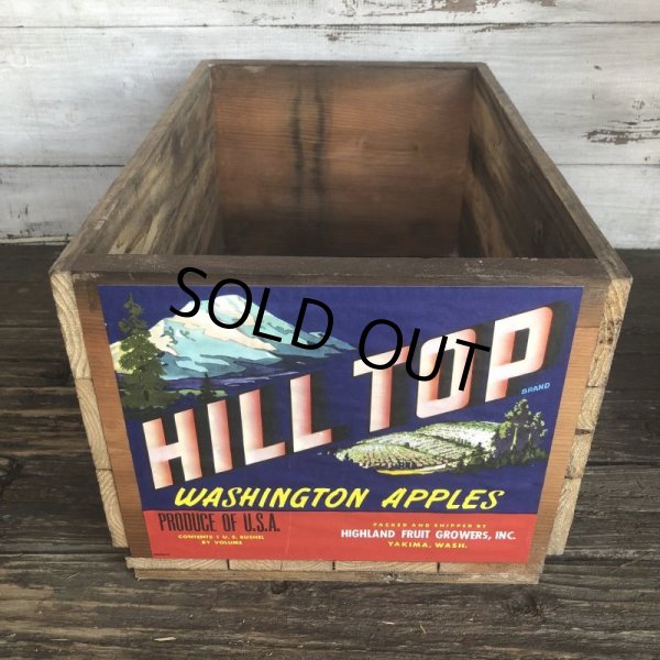 画像1: Vintage Wooden Fruits Crate Box HILL TOP (T545) (1)