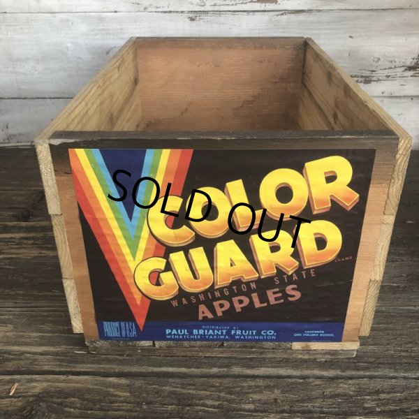 画像1: Vintage Wooden Fruits Crate Box COLOR GUARD (T547) (1)